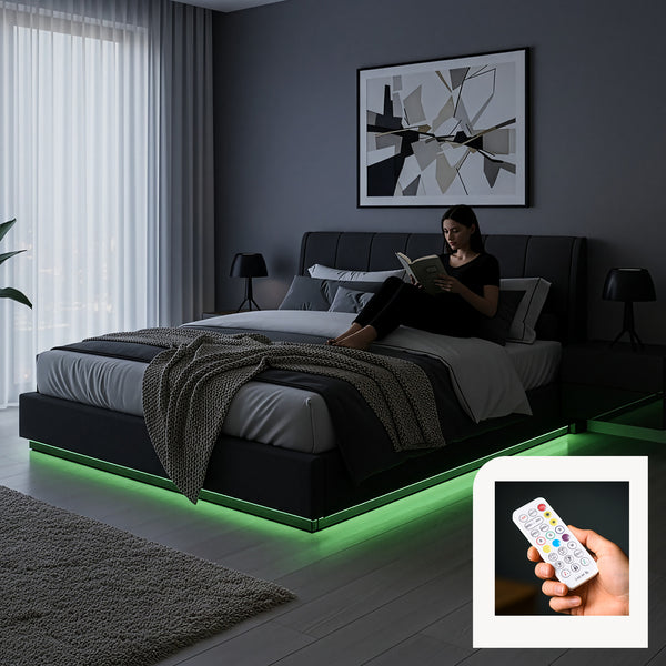 Cama tapizada LED Tröstiar [en.casa]