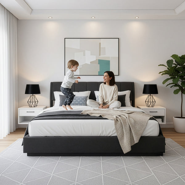 Cama tapizada LED Tröstiar [en.casa]