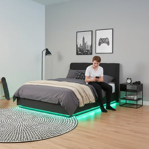 Cama tapizada LED Tröstiar [en.casa]