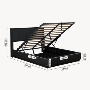 Cama tapizado LED Tröstiar con somier abatible + colchón 140/160/180x200cm [en.casa]