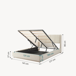 Cama tapizado LED Tröstiar con somier abatible + colchón 140/160/180x200cm [en.casa]