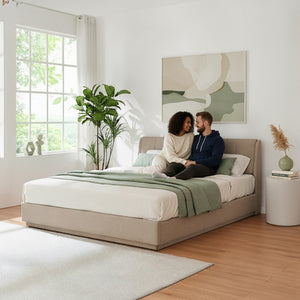 Cama tapizado LED Tröstiar con somier abatible + colchón 140/160/180x200cm [en.casa]