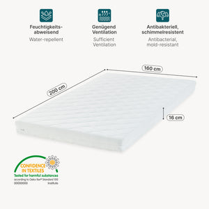 Cama tapizado LED Tröstiar con somier abatible + colchón 140/160/180x200cm [en.casa]