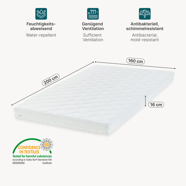 Cama tapizado LED Tröstiar con somier abatible + colchón 140/160/180x200cm [en.casa]
