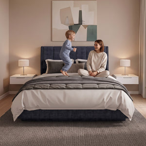 Cama tapizado LED Tröstiar con somier abatible + colchón 140/160/180x200cm [en.casa]