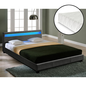 Cama tapizada moderna Estructura de cama gris oscuro CORIUM
