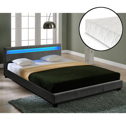 Cama tapizada moderna Estructura de cama gris oscuro CORIUM