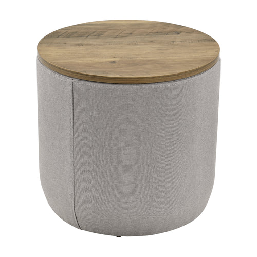 Mesa auxiliar Napier con almacenamiento Redonda Gris/Madera en.casa