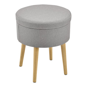 Mesa auxiliar Aurere Ø 36 cm Tapizado con espacio de almacenamiento Madera natural/Gris en.casa