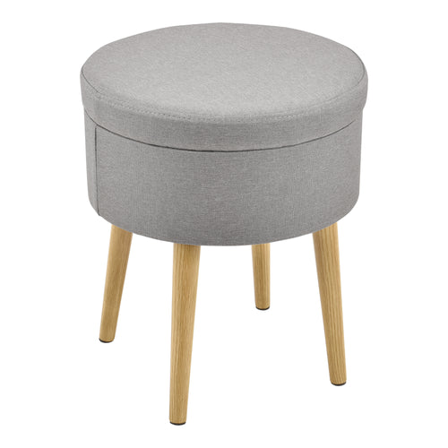Mesa auxiliar Aurere Ø 36 cm Tapizado con espacio de almacenamiento Madera natural/Gris en.casa