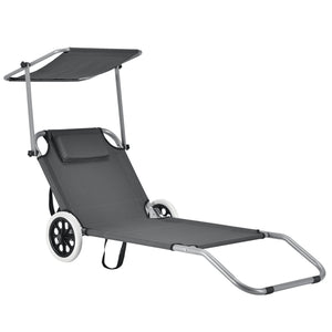 Tumbona Falun con techo y ruedas antracita casa.pro - premiumXL