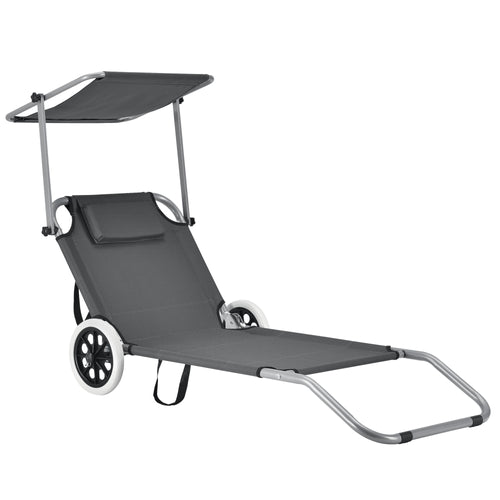 Tumbona Falun con techo y ruedas antracita casa.pro - premiumXL