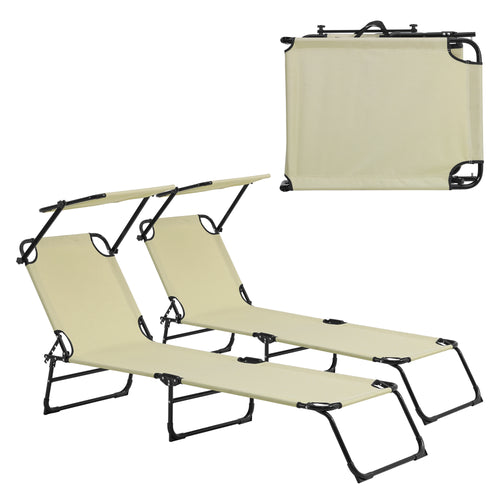 Juego de 2 tumbonas Lomeda plegables con techo en varios colores [casa.pro] - premiumXL