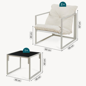 Conjunto de muebles de jardín Karg mesa + 2 sillones [casa.pro]