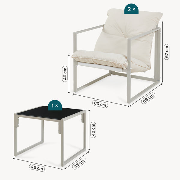 Conjunto de muebles de jardín Karg mesa + 2 sillones [casa.pro]