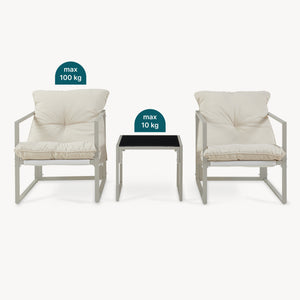 Conjunto de muebles de jardín Karg mesa + 2 sillones [casa.pro]