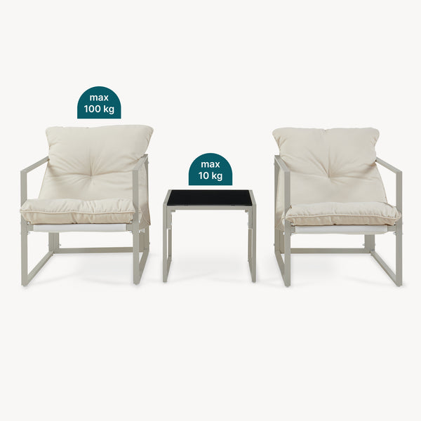 Conjunto de muebles de jardín Karg mesa + 2 sillones [casa.pro]