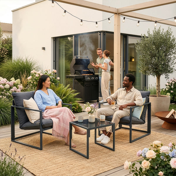 Conjunto de muebles de jardín Karg mesa + 2 sillones [casa.pro]