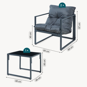 Conjunto de muebles de jardín Karg mesa + 2 sillones [casa.pro]