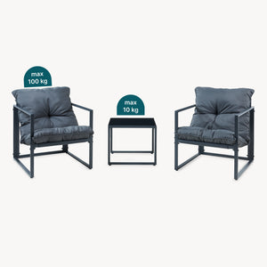 Conjunto de muebles de jardín Karg mesa + 2 sillones [casa.pro]