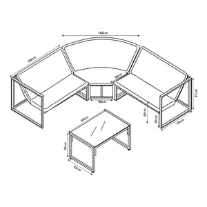 Conjunto de muebles de jardín Karg mesa y sofá modular [casa.pro]