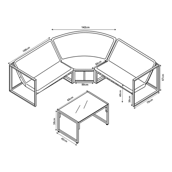 Conjunto de muebles de jardín Karg mesa y sofá modular [casa.pro]