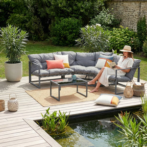 Conjunto de muebles de jardín Karg mesa y sofá modular [casa.pro]