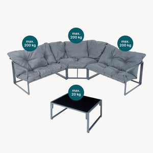 Conjunto de muebles de jardín Karg mesa y sofá modular [casa.pro]