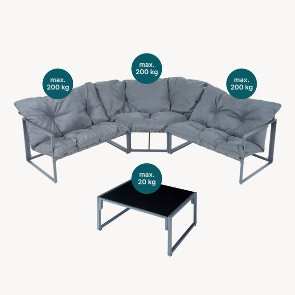 Conjunto de muebles de jardín Karg mesa y sofá modular [casa.pro]