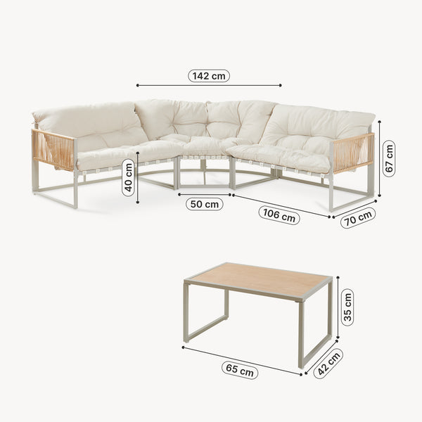 Conjunto de muebles de jardín Karg mesa y sofá modular [casa.pro]