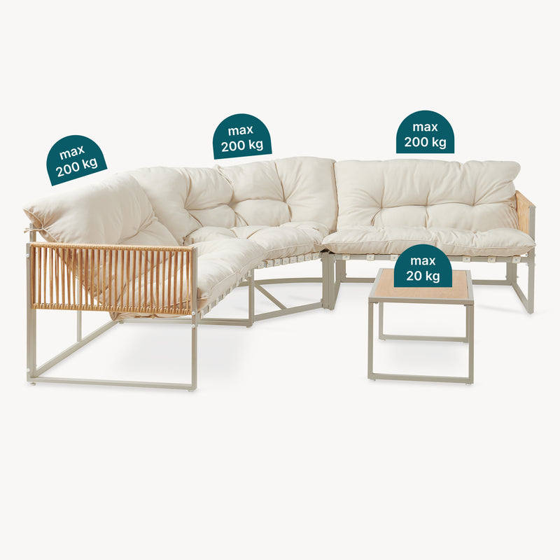 Esquema acotado Conjunto de muebles de jardín Karg mesa y sofá modular [casa.pro]