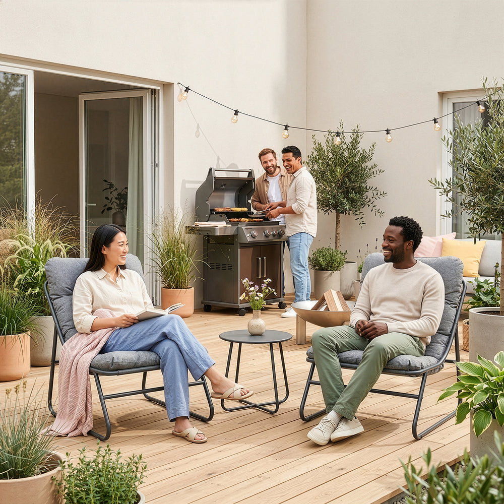 Conjunto de muebles de jardín Malmö mesa + 2 sillones [casa.pro]