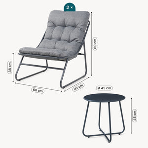 Conjunto de muebles de jardín Malmö mesa + 2 sillones [casa.pro]