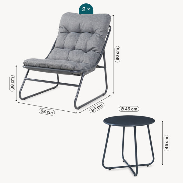 Conjunto de muebles de jardín Malmö mesa + 2 sillones [casa.pro]