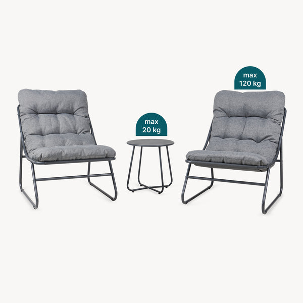 Conjunto de muebles de jardín Malmö mesa + 2 sillones [casa.pro]