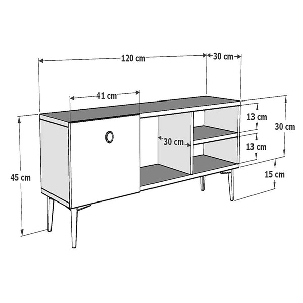 Mesa de televisión Nannestad 45x120x30 cm en varios colores [en.casa]