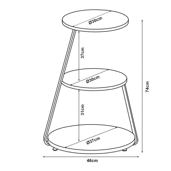 Mesa auxiliar Sipoo 74x46x37cm en varios colores [en.casa]