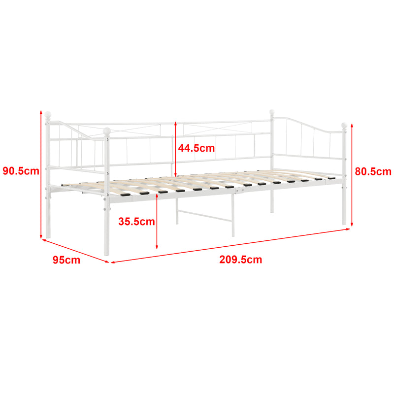 Esquema acotado Cama de metal Arjeplog 90x200 cm hasta 150 kg varios colores en.casa