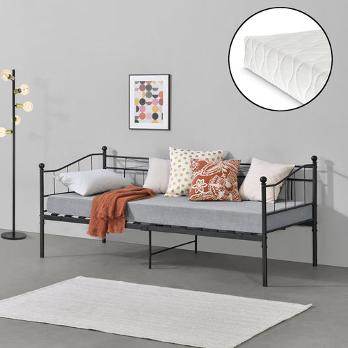 Cama de metal Arjeplog 90x200cm con colchón varios colores en.casa