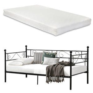 Cama de metal Granada con colchón 90x200 cm acero [en.casa]