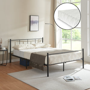 Cama de metal con colchón de espuma fría Laos negro [en.casa] - premiumXL