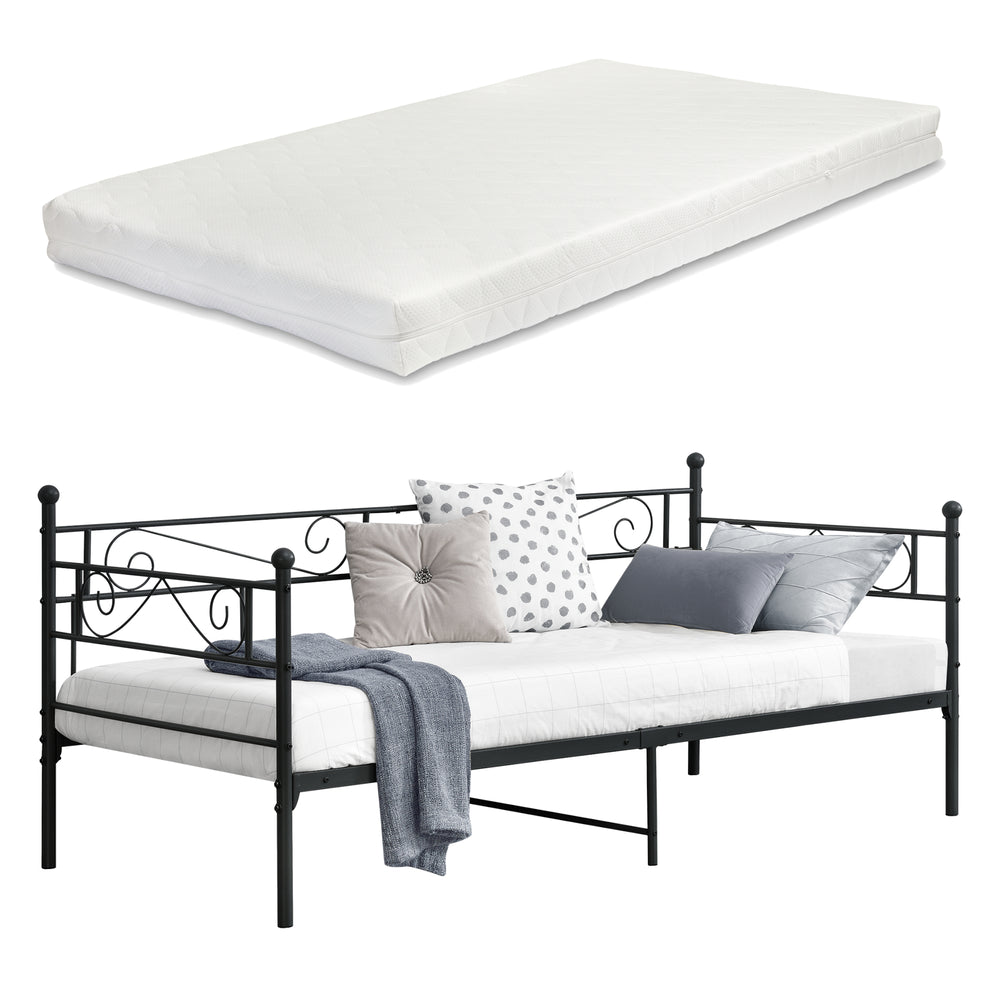 Cama de metal Kerava 90x200 cm con colchón de espuma fría varios colores en.casa - premiumXL
