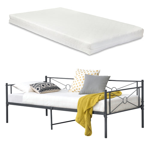 Cama de metal Alvesta 90x200 cm con colchón de espuma fría varios colores en.casa