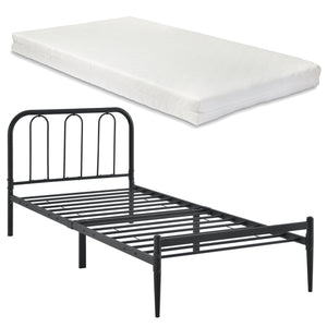 Cama de metal Hanko con colchón en varios tamaños Negro en.casa