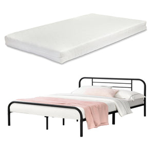 Cama de metal Atammik con colchón de espuma fría en varios tamaños Negro en.casa