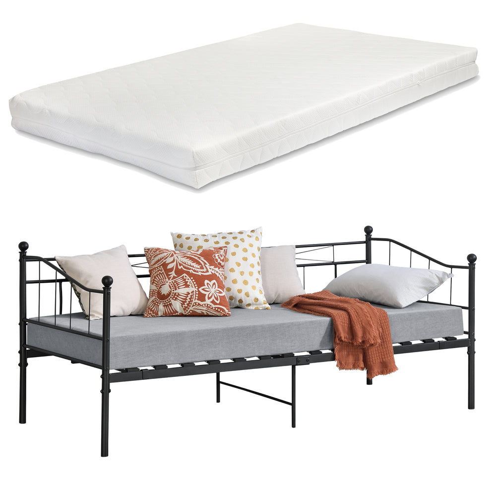 Cama de metal Arjeplog 90x200cm con colchón varios colores en.casa - premiumXL