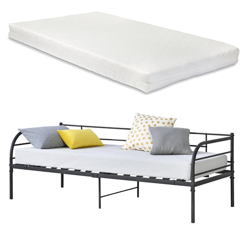 Cama de metal Falun 90x200cm con colchón negro en.casa - premiumXL
