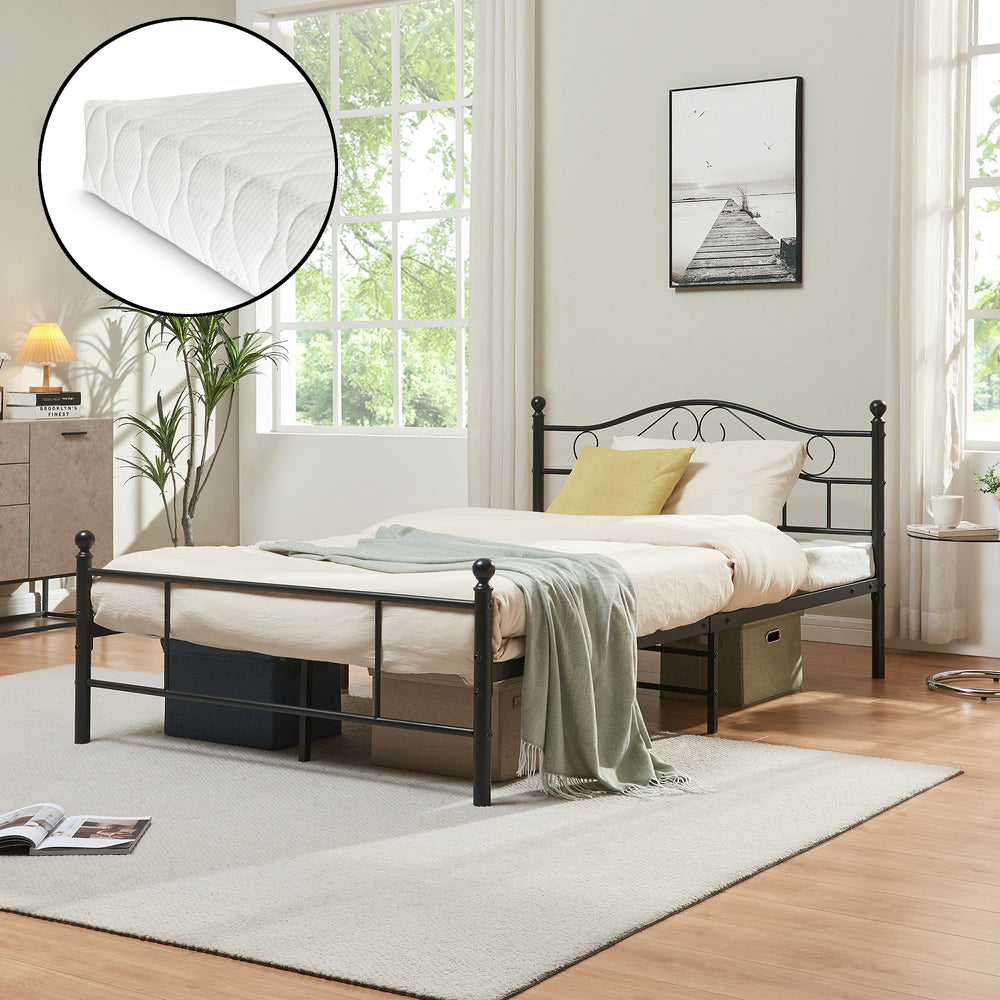 Cama de metal Florenz 120x200 cm con/sin colchón de espuma fría varios colores [en.casa] - premiumXL
