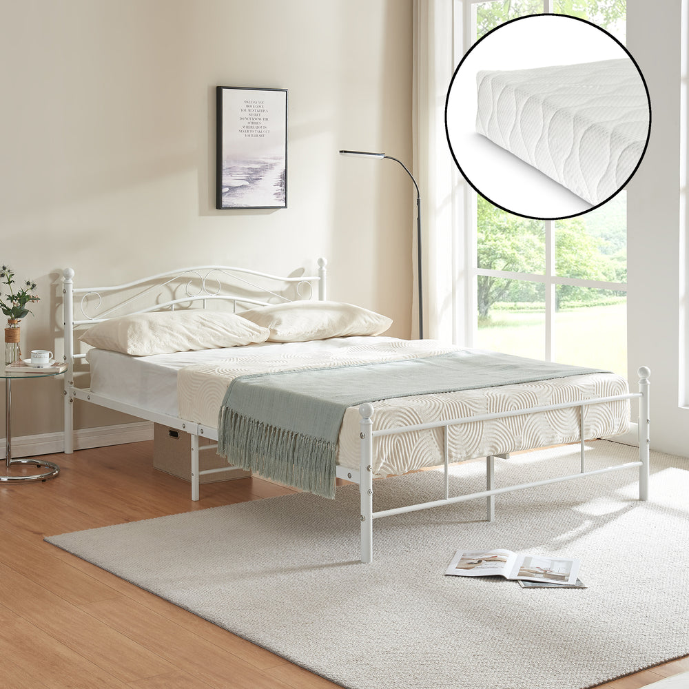 Cama de metal Florenz con colchón [en.casa] - premiumXL