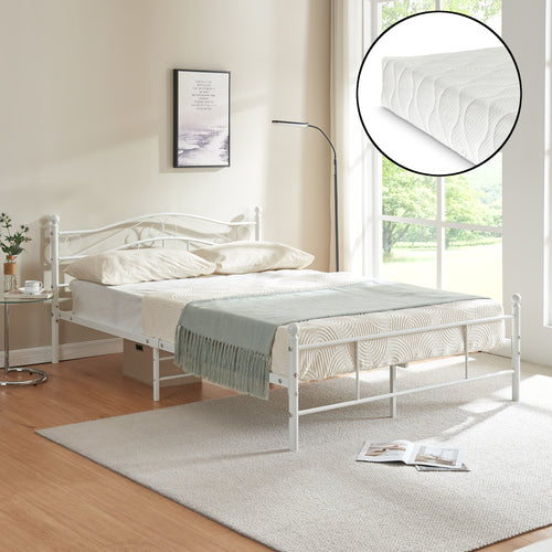 Cama de metal Florenz con colchón [en.casa] - premiumXL